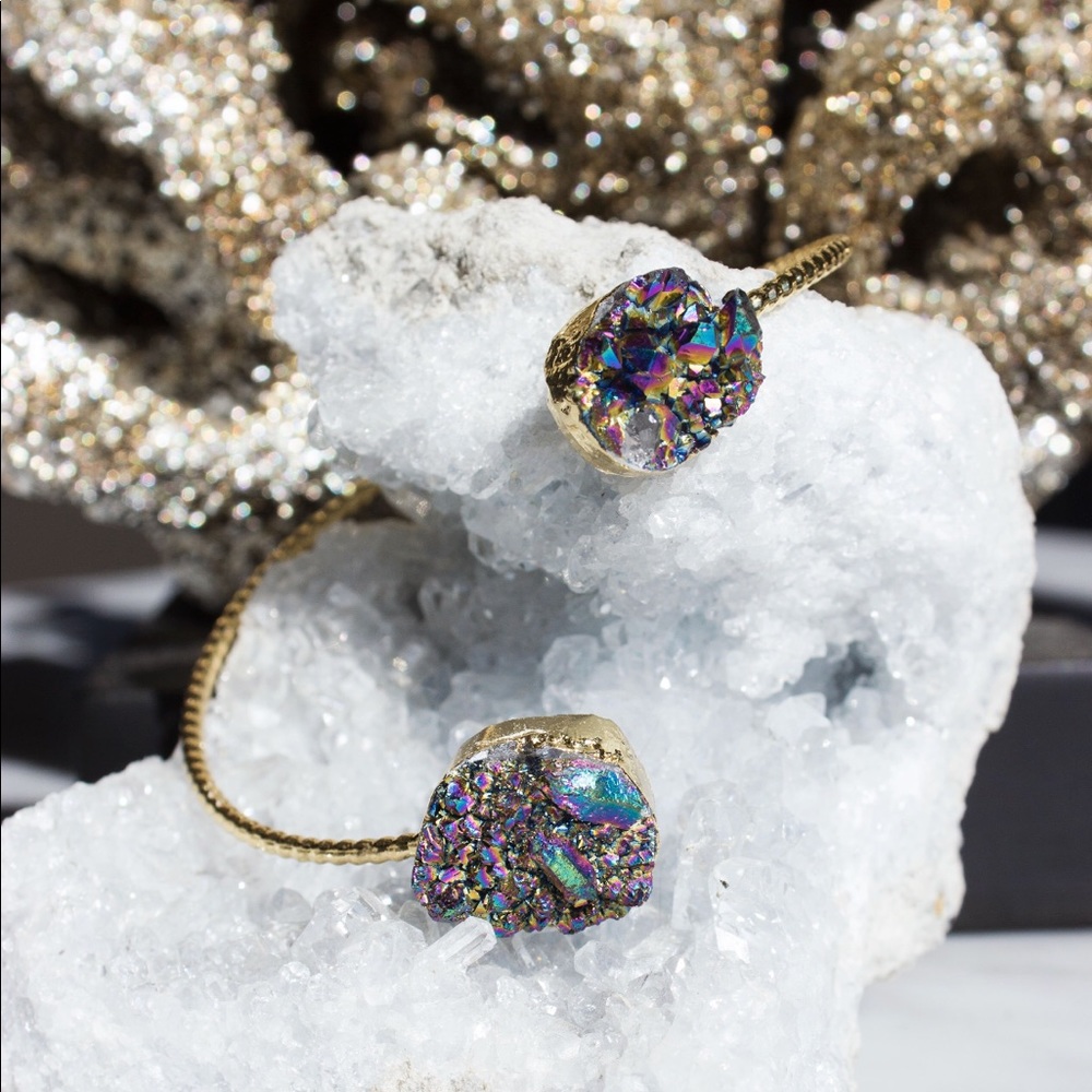 Agate Quartz Druzy Bracelet- Black